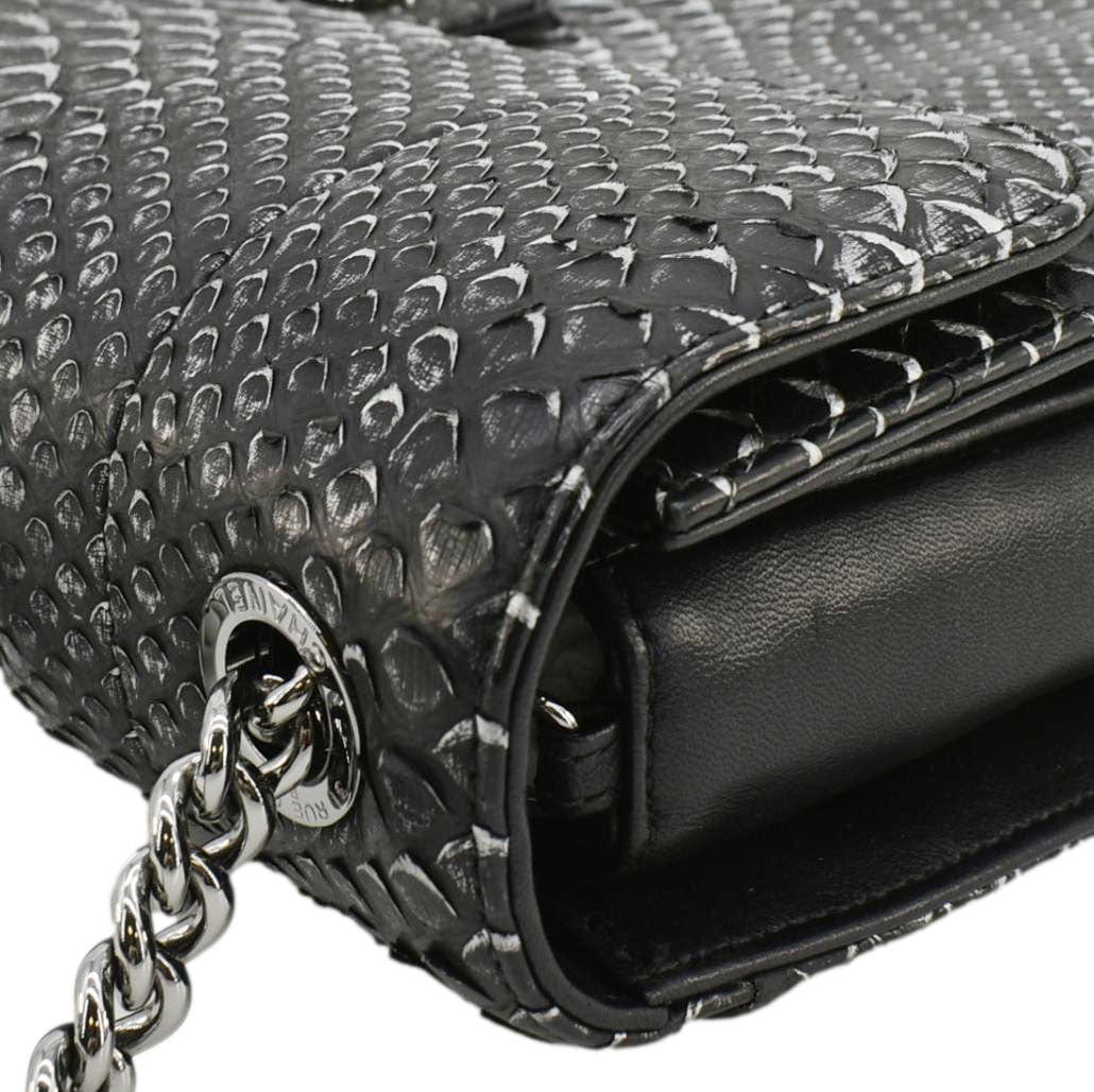 Chanel Perfect Edge Large Flap Snakeskin Shoulder Bag Black
