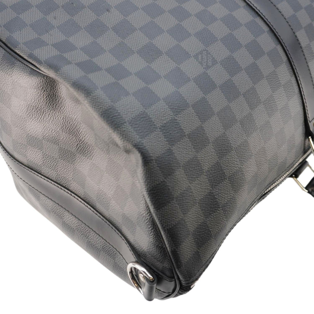 LOUIS VUITTON Keepall 55 Bandouliere Damier Graphite Travel Bag Black