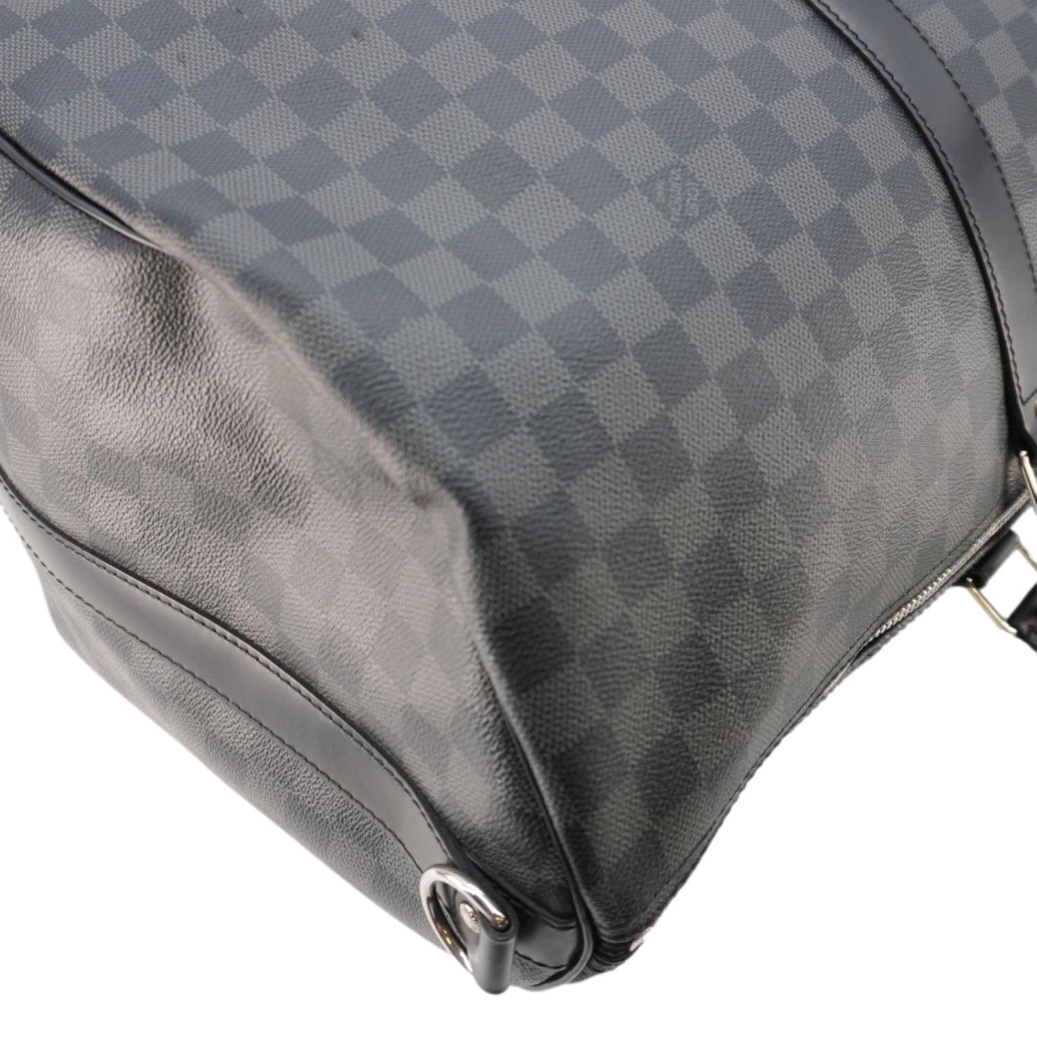 LOUIS VUITTON Keepall 55 Bandouliere Damier Graphite Travel Bag Black