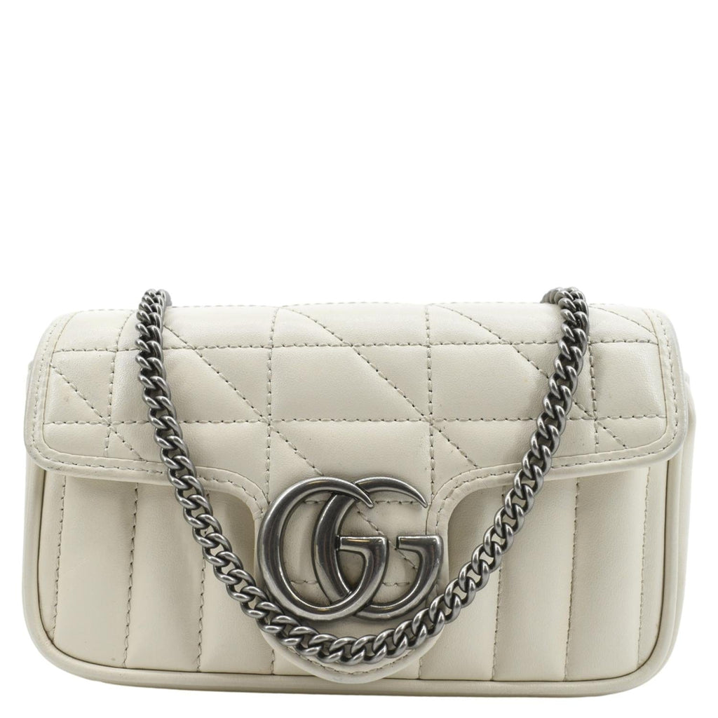 GUCCI Gucci Marmont Super Mini Matelasse Leather Shoulder Bag White 476433