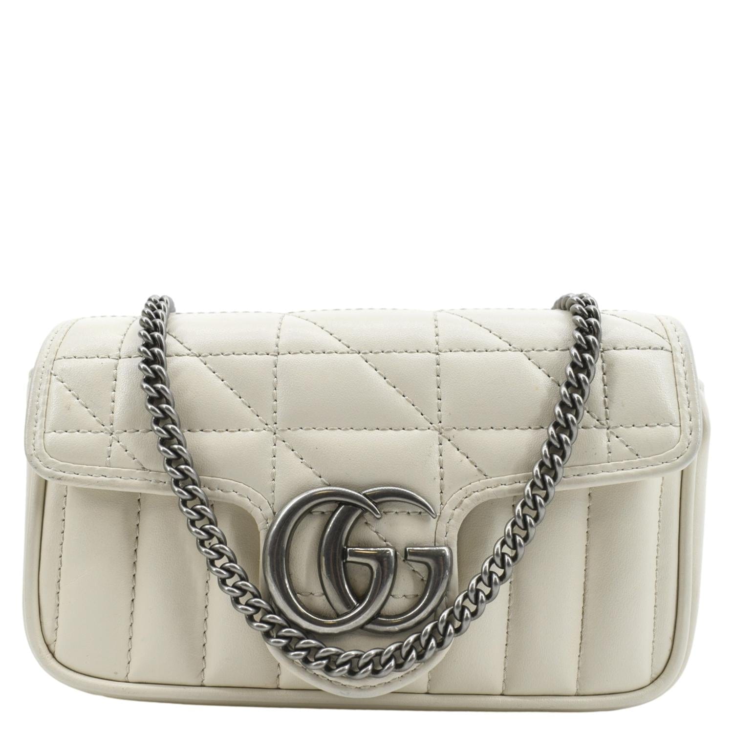 GUCCI Gucci Marmont Super Mini Matelasse Leather Shoulder Bag White 476433