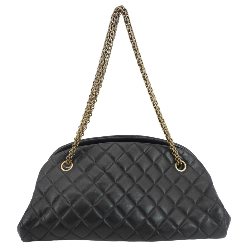 Chanel Just Mademoiselle Bowling Small Quilted Leather Shoulder Bag Black