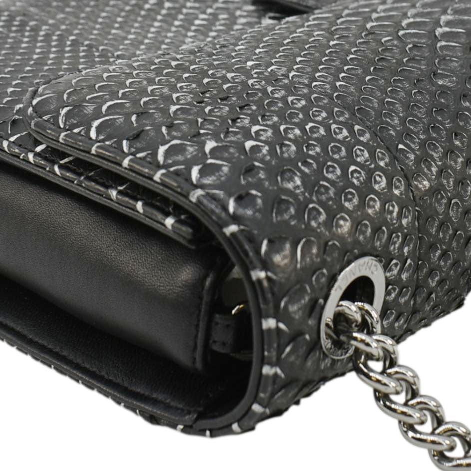 Chanel Perfect Edge Large Flap Snakeskin Shoulder Bag Black