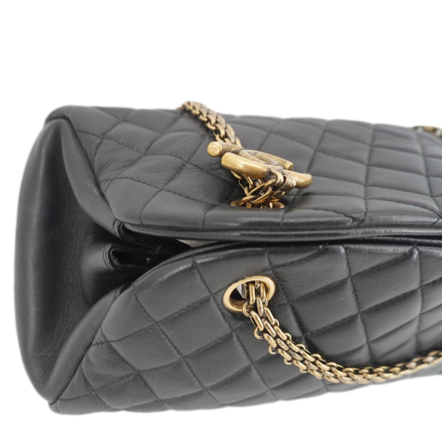 Chanel Just Mademoiselle Bowling Small Quilted Leather Shoulder Bag Black