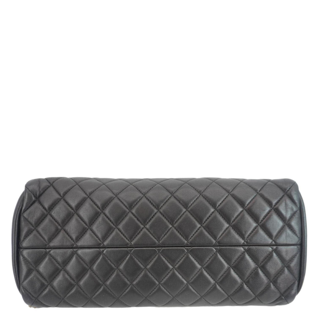 Chanel Just Mademoiselle Bowling Small Quilted Leather Shoulder Bag Black