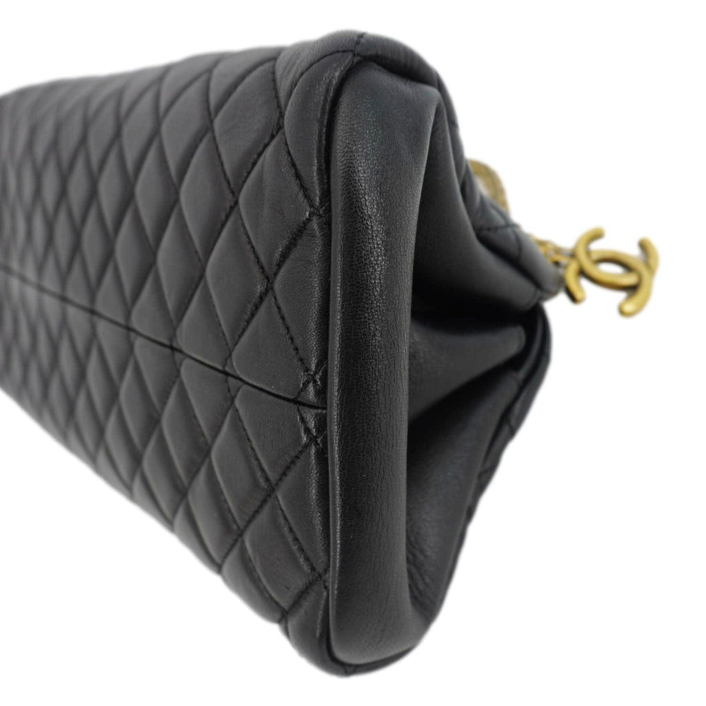 Chanel Just Mademoiselle Bowling Small Quilted Leather Shoulder Bag Black