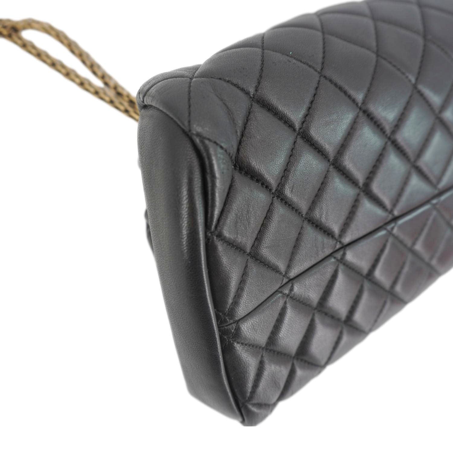 Chanel Just Mademoiselle Bowling Small Quilted Leather Shoulder Bag Black