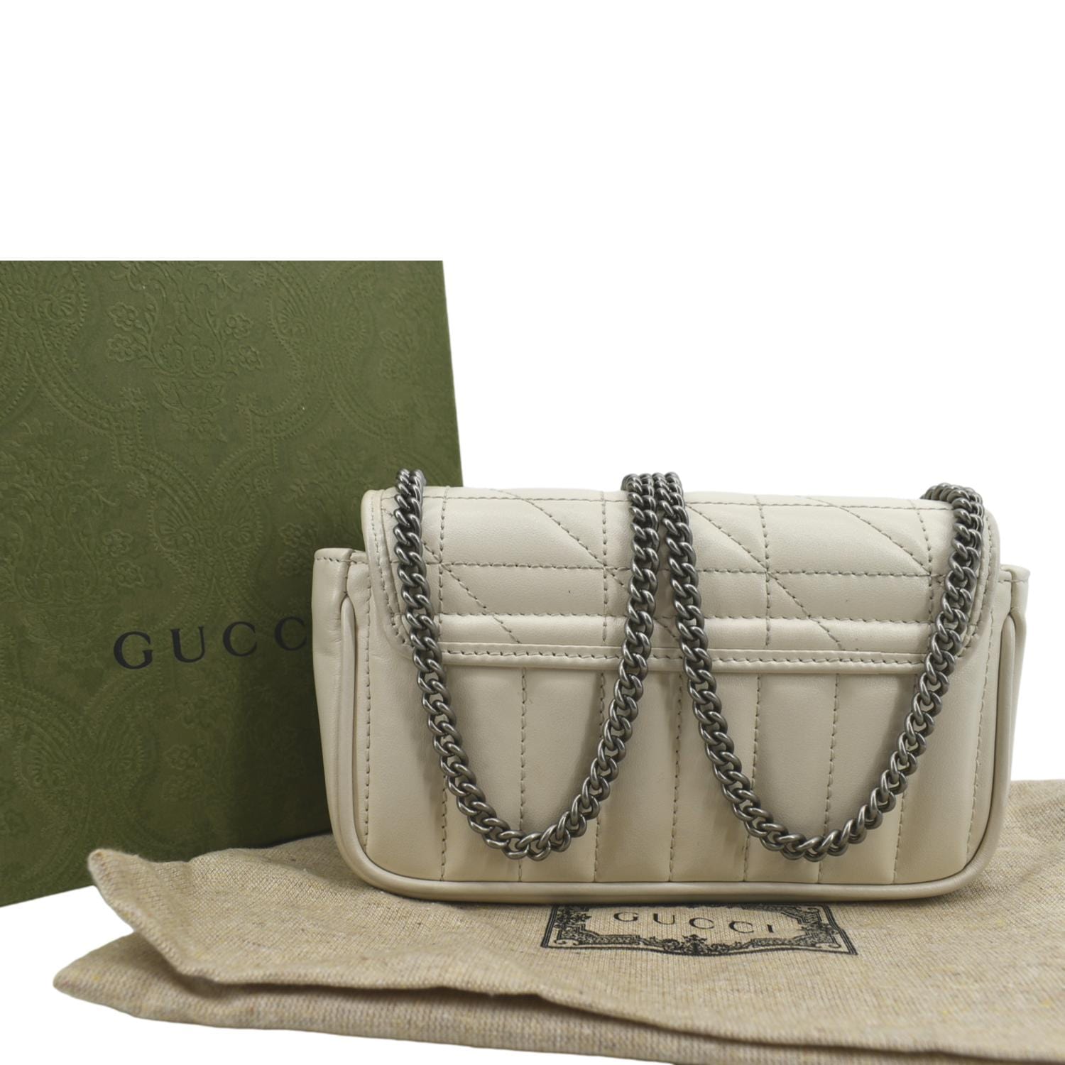 GUCCI Gucci Marmont Super Mini Matelasse Leather Shoulder Bag White 476433