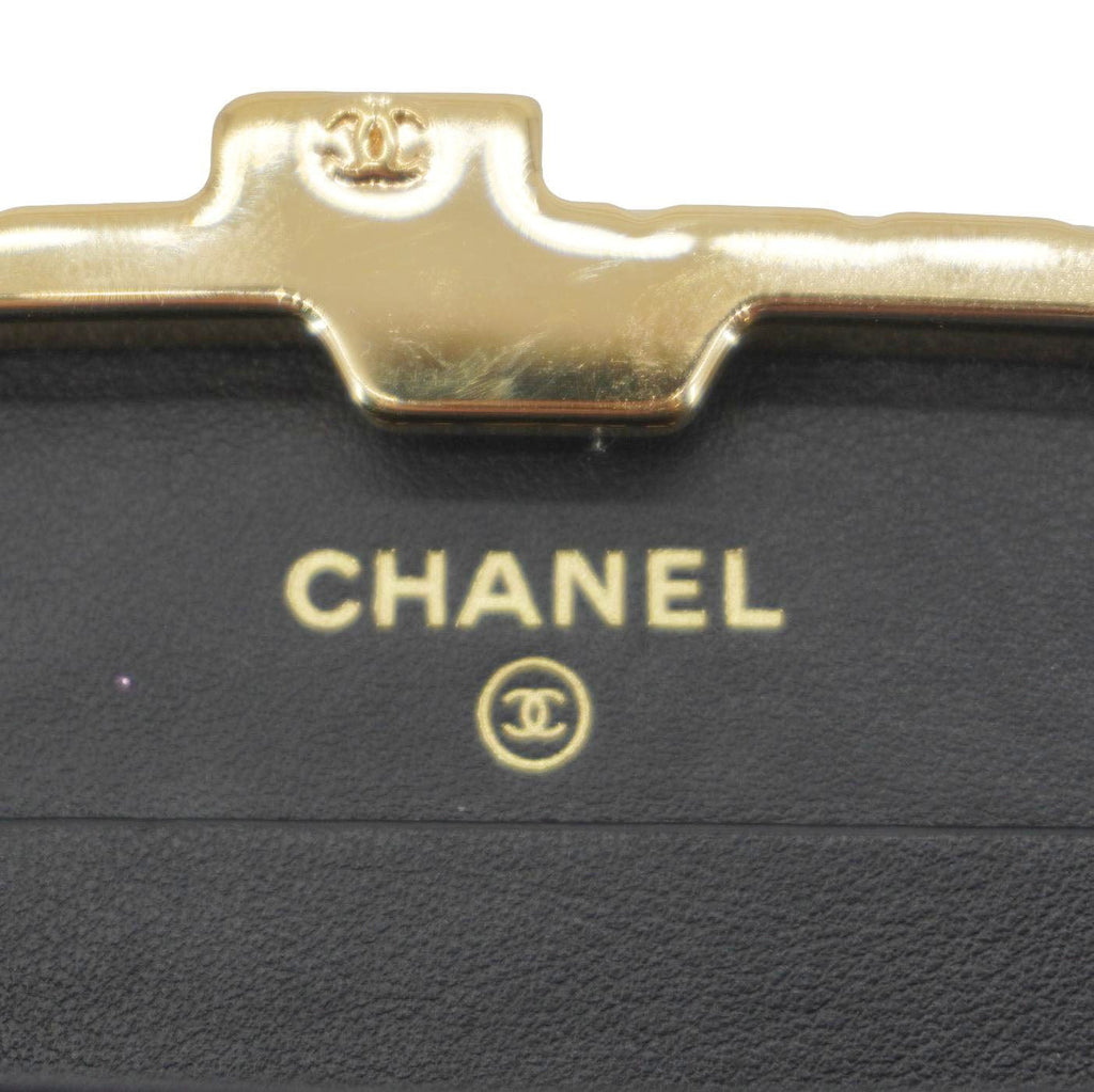 Chanel Framed Box Mini Quilted Patent Leather Chain Clutch Bag Black