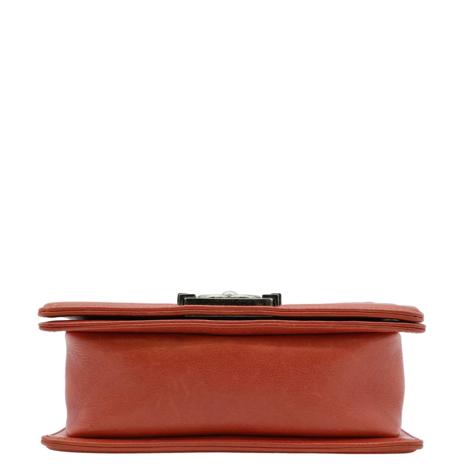 Chanel Double Stitch Small Boy Flap Quilted Leather Shoulder Bag Red