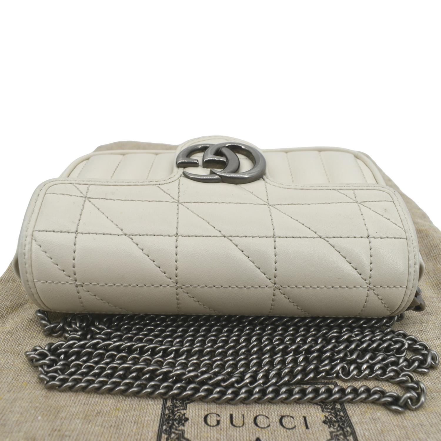 GUCCI Gucci Marmont Super Mini Matelasse Leather Shoulder Bag White 476433