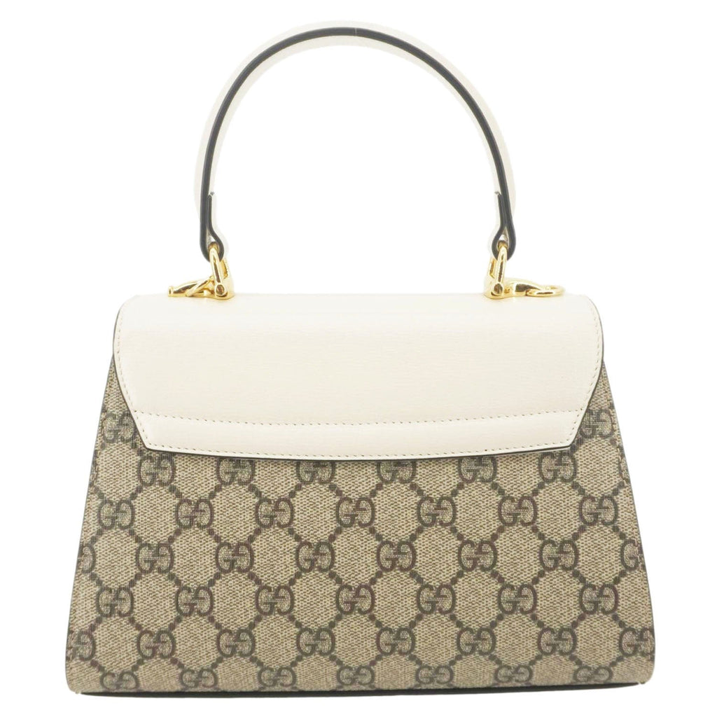 GUCCI Horsebit 1955 Small Gucci Supreme Canvas Top Handle Shoulder Bag Beige 703848