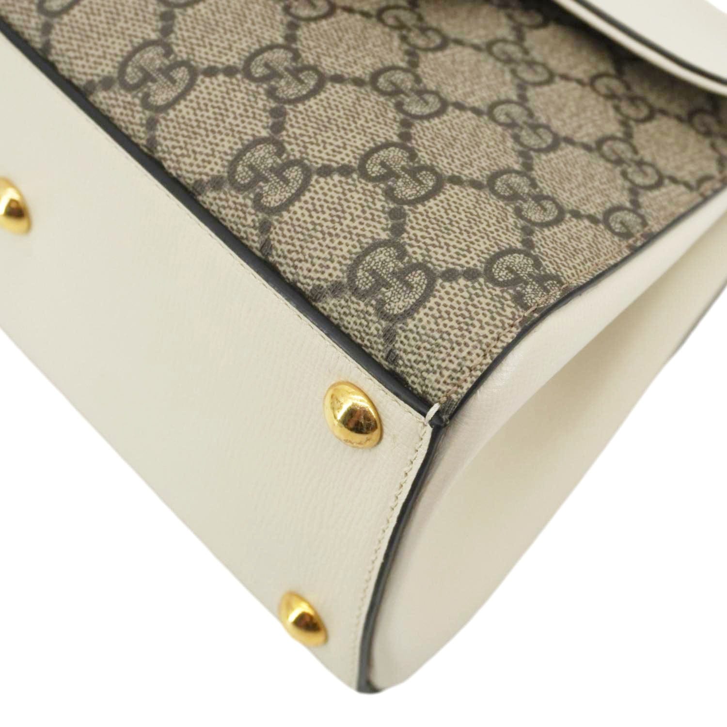 GUCCI Horsebit 1955 Small Gucci Supreme Canvas Top Handle Shoulder Bag Beige 703848