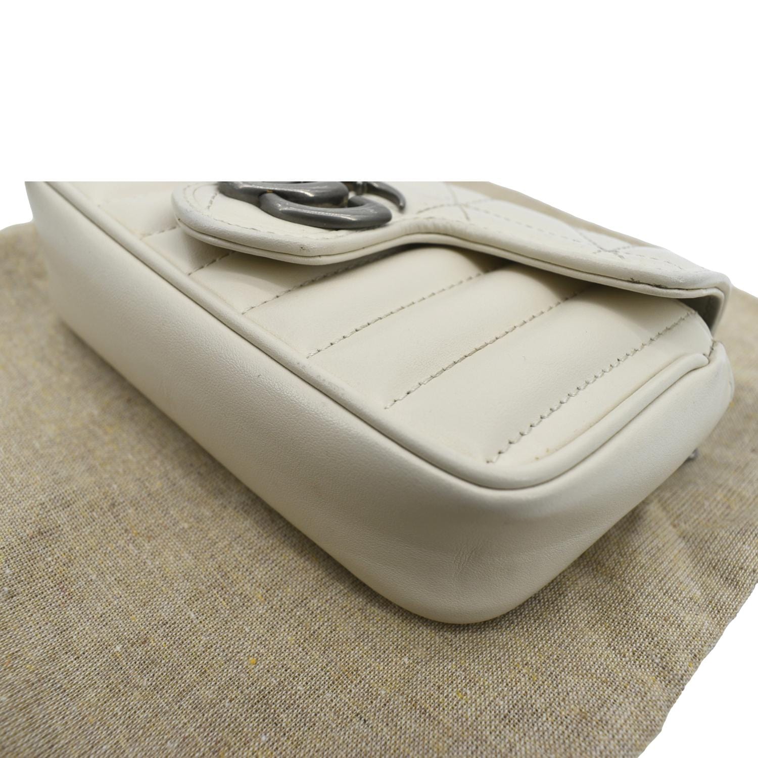 GUCCI Gucci Marmont Super Mini Matelasse Leather Shoulder Bag White 476433