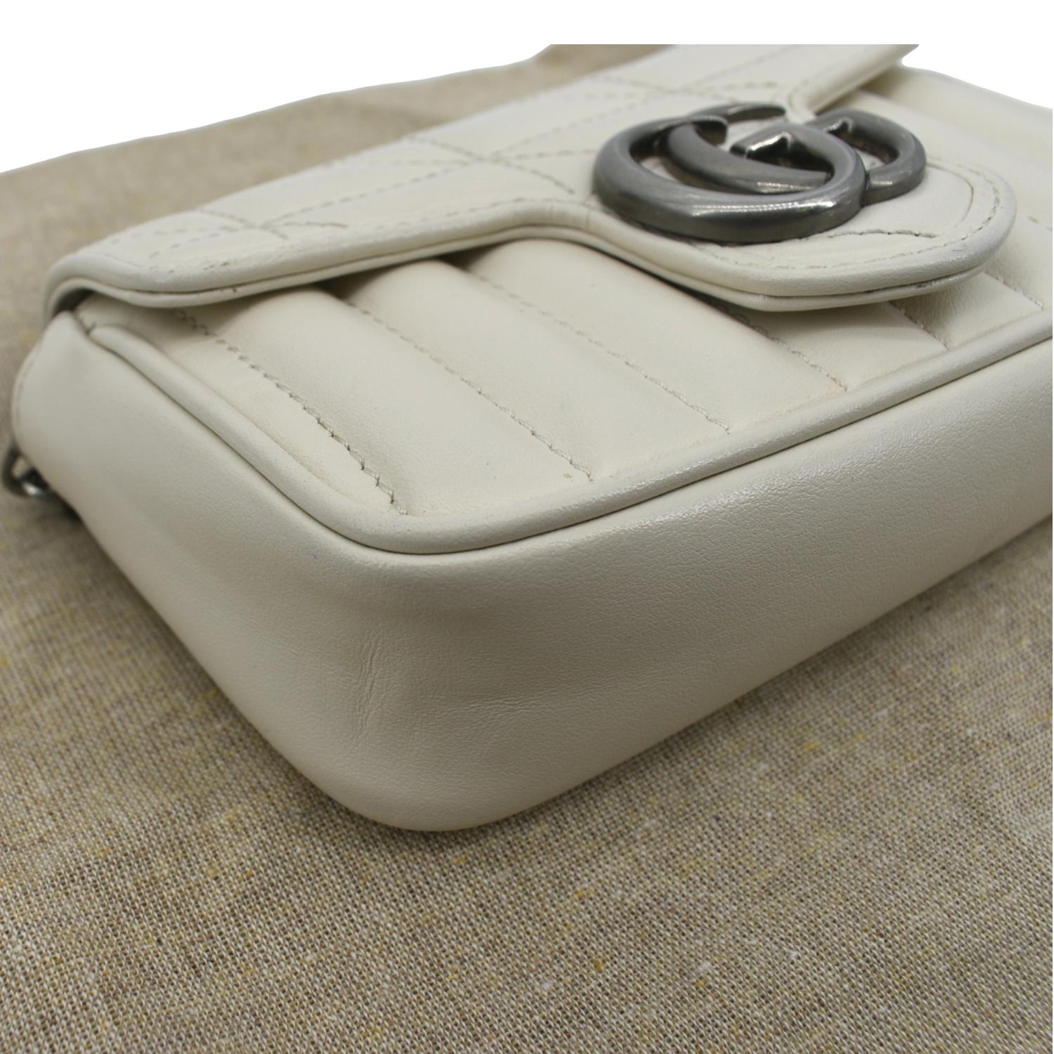 GUCCI Gucci Marmont Super Mini Matelasse Leather Shoulder Bag White 476433