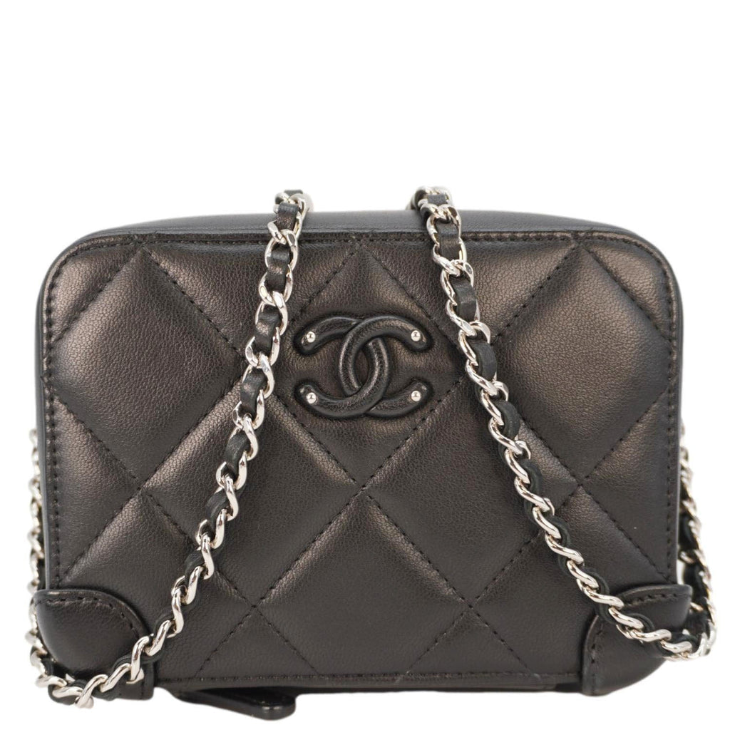 Chanel CC Quilted Leather Camera Crossbody Bag Black