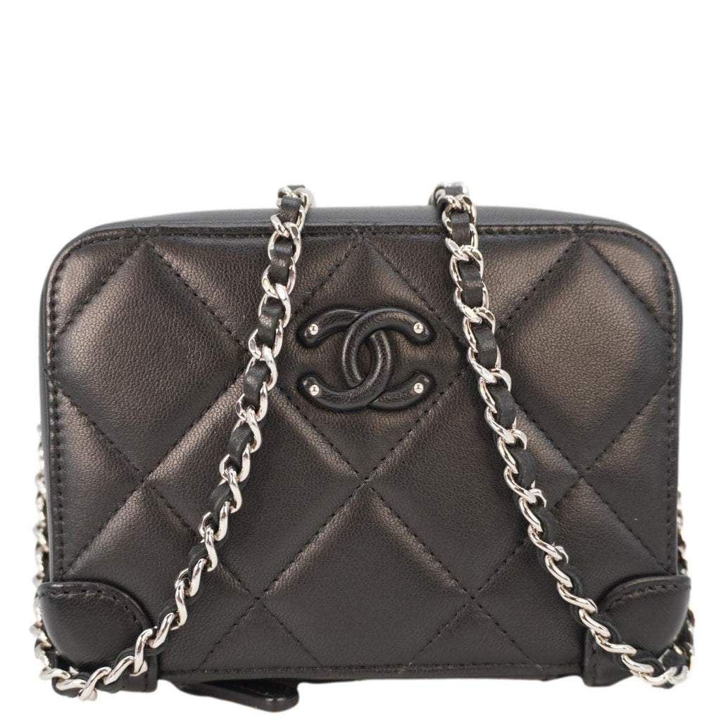 Chanel CC Quilted Leather Camera Crossbody Bag Black