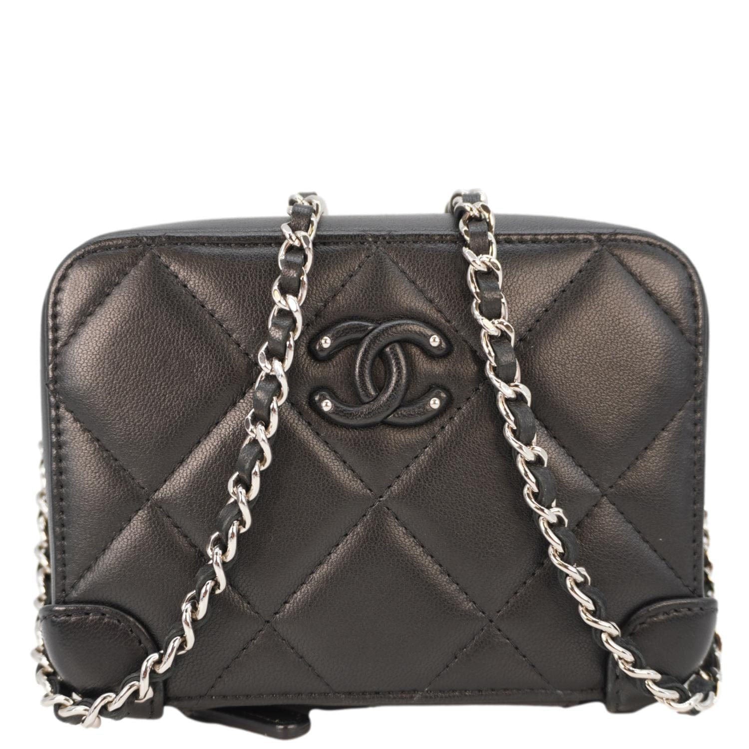 Chanel CC Quilted Leather Camera Crossbody Bag Black