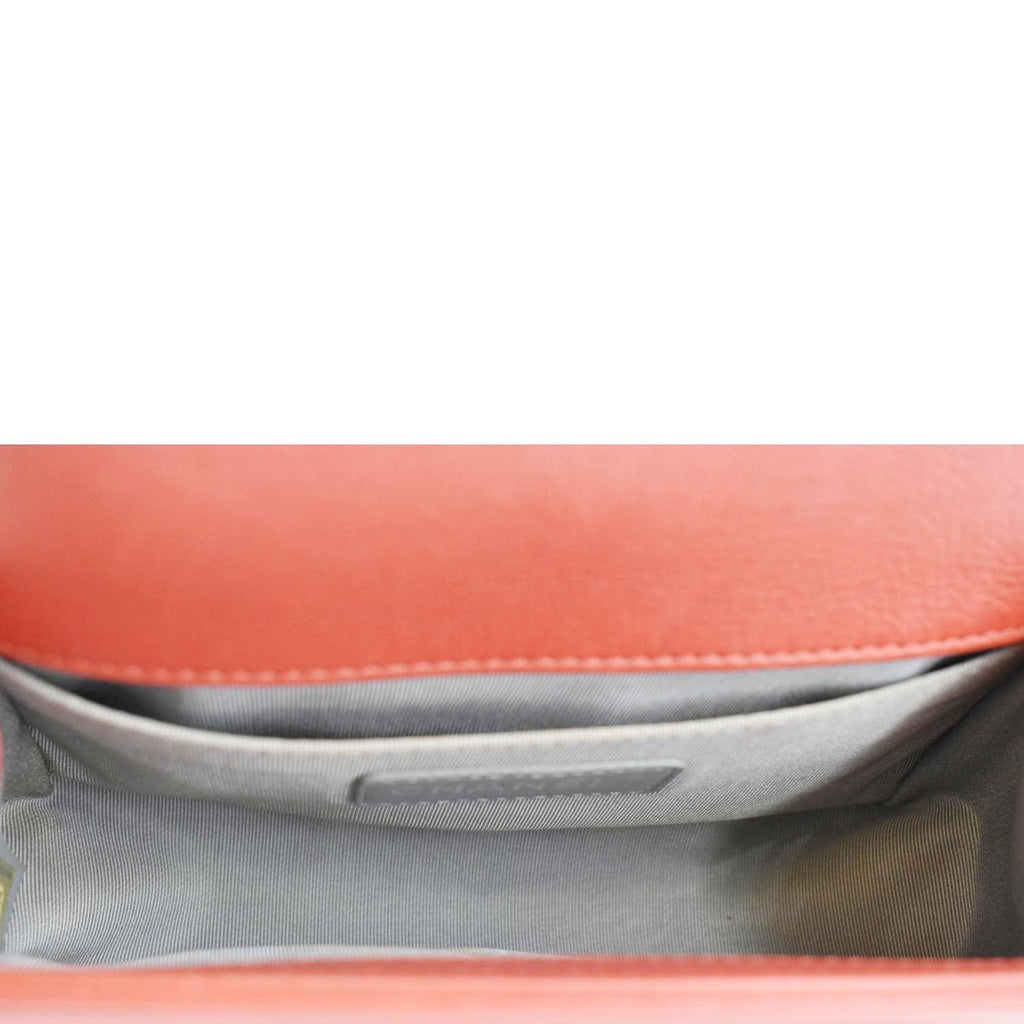 Chanel Double Stitch Small Boy Flap Quilted Leather Shoulder Bag Red