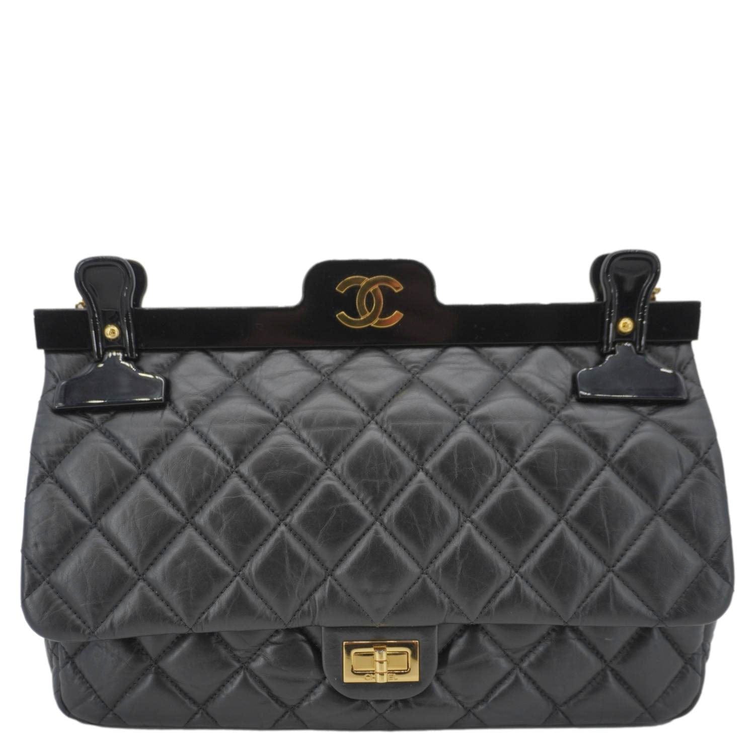 Chanel 2.55 Reissue Hanger Flap Quilted Leather Crossbody Bag Black