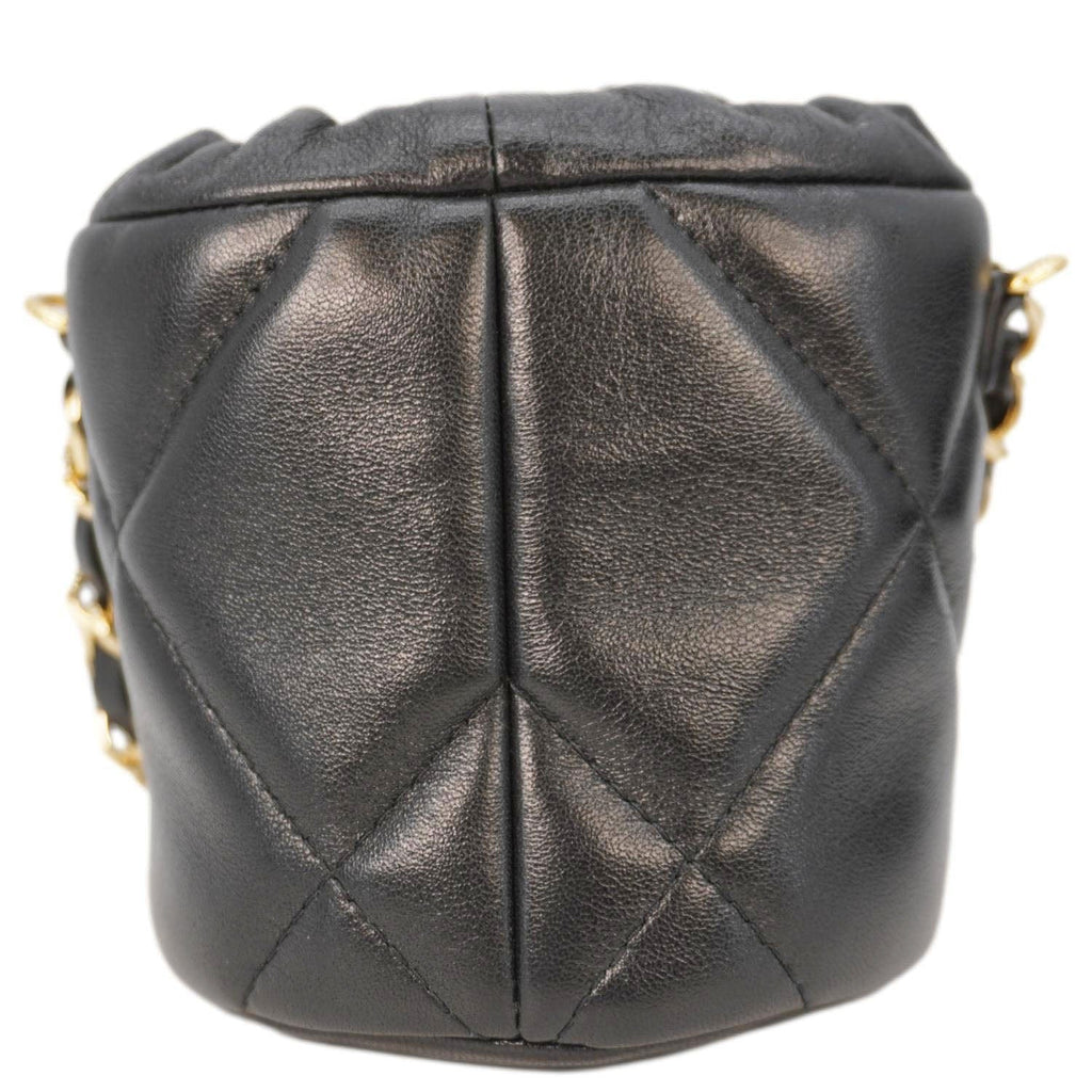 Chanel Coco Mini Leather Bucket Shoulder Bag Black
