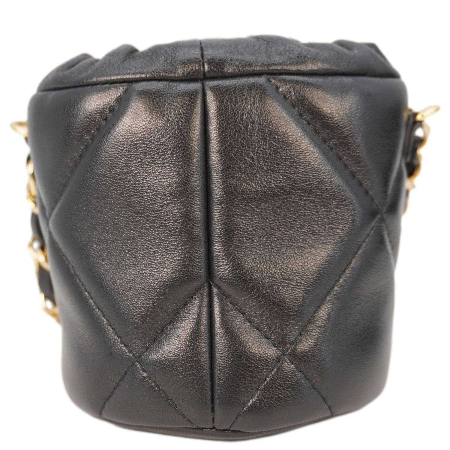 Chanel Coco Mini Leather Bucket Shoulder Bag Black