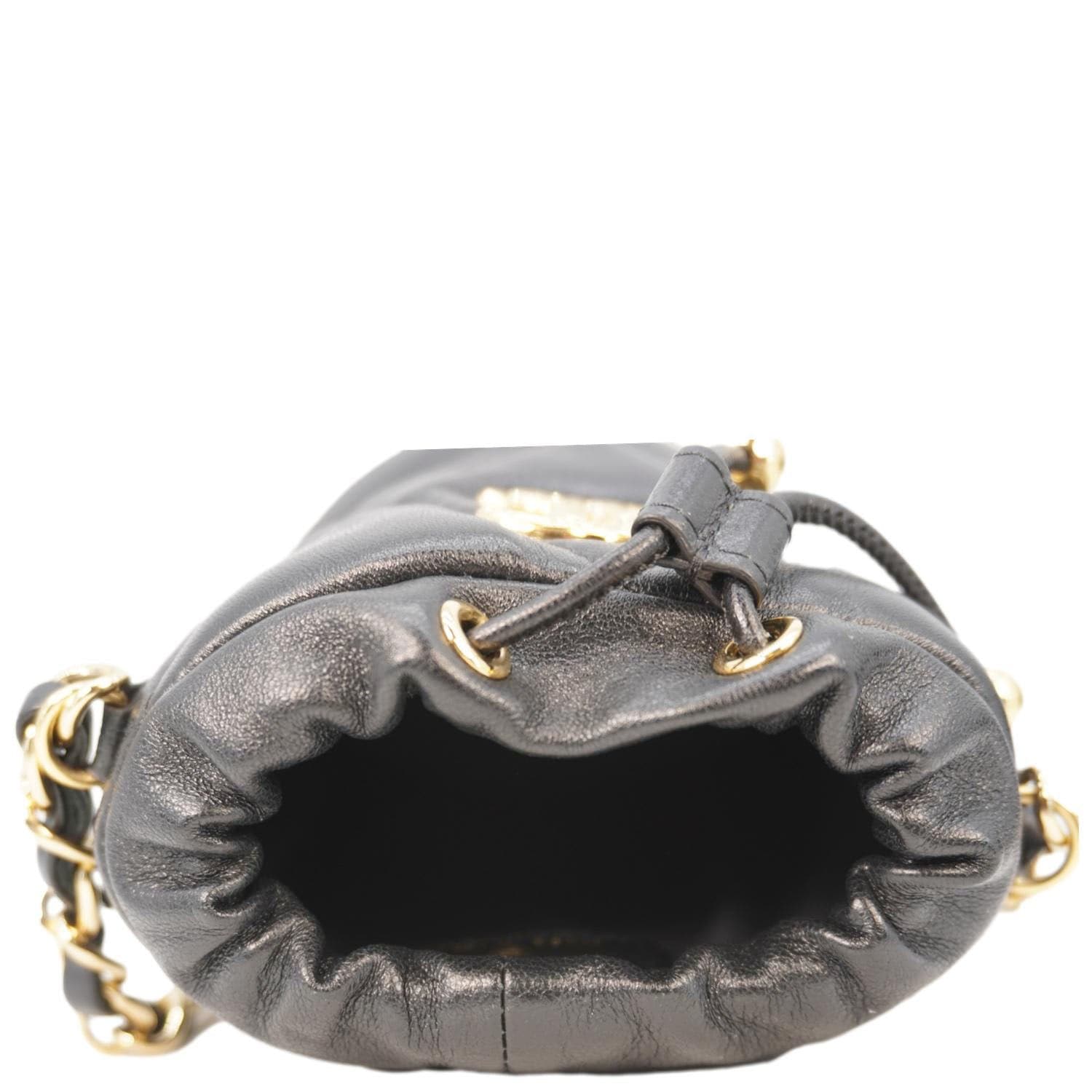 Chanel Coco Mini Leather Bucket Shoulder Bag Black