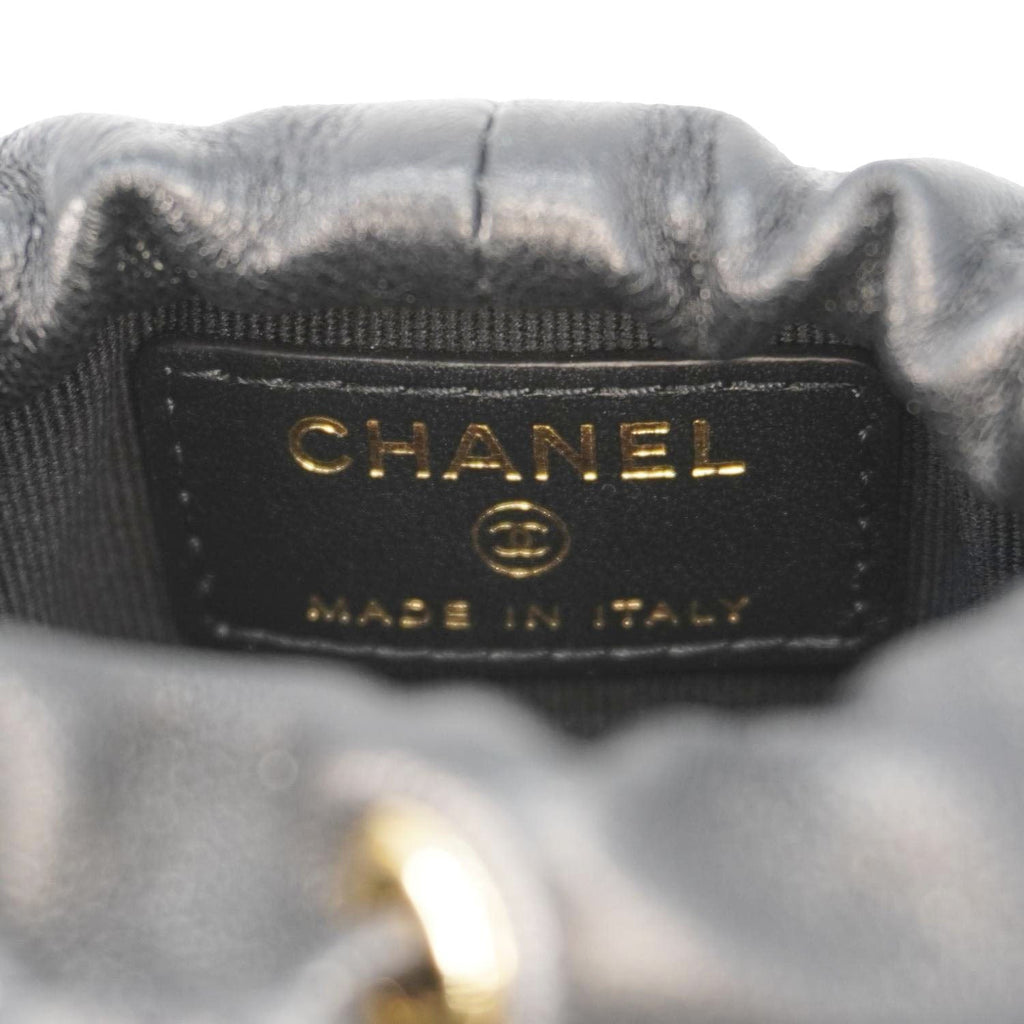 Chanel Coco Mini Leather Bucket Shoulder Bag Black
