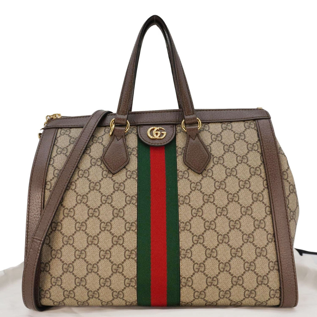 GUCCI Ophidia Medium Gucci Supreme Tote Shoulder Bag Beige 524537