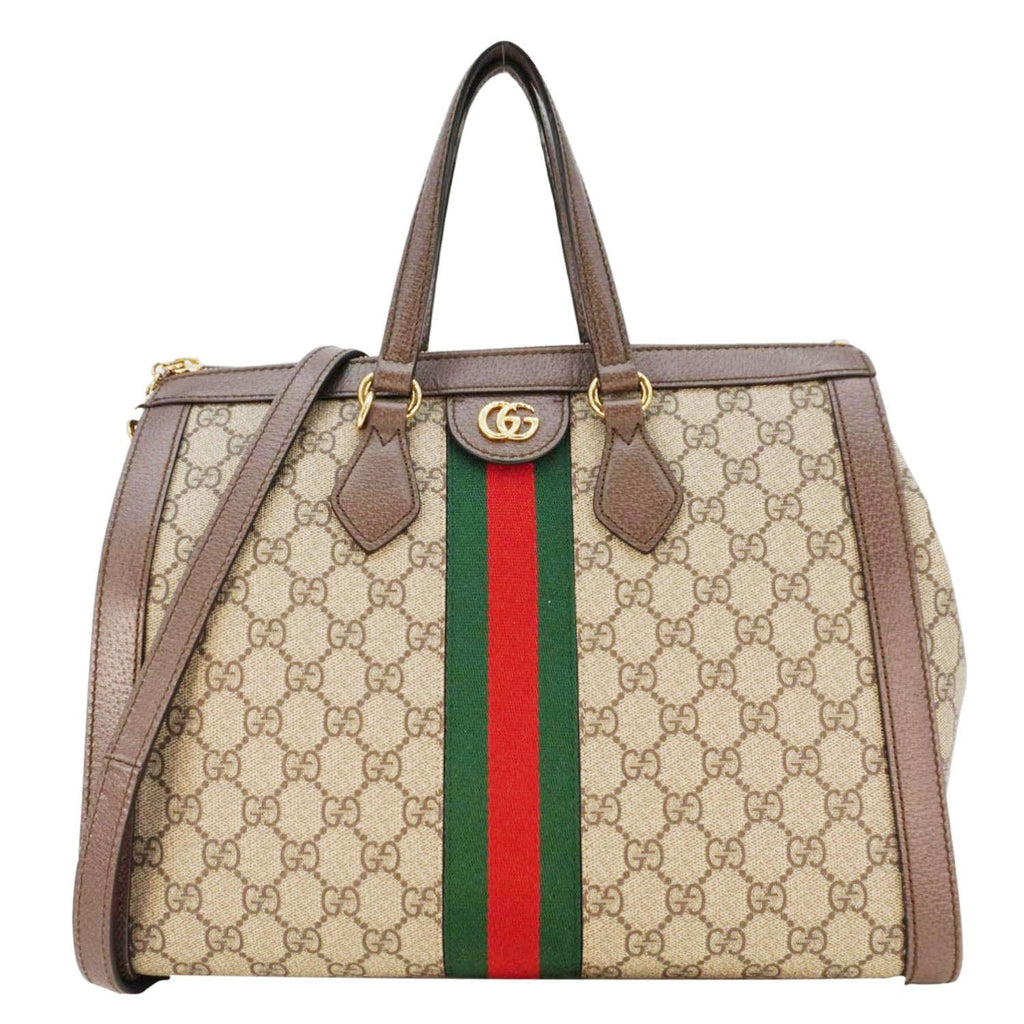 GUCCI Ophidia Medium Gucci Supreme Tote Shoulder Bag Beige 524537