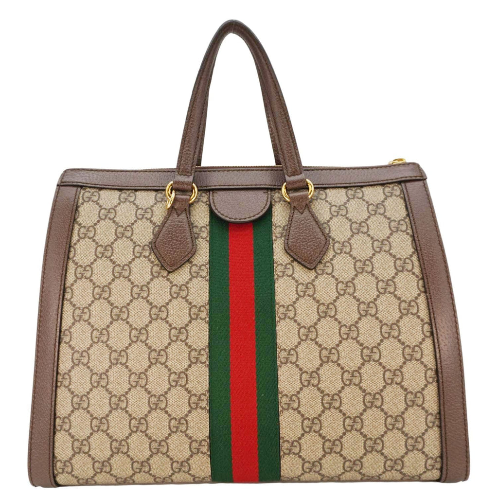 GUCCI Ophidia Medium Gucci Supreme Tote Shoulder Bag Beige 524537