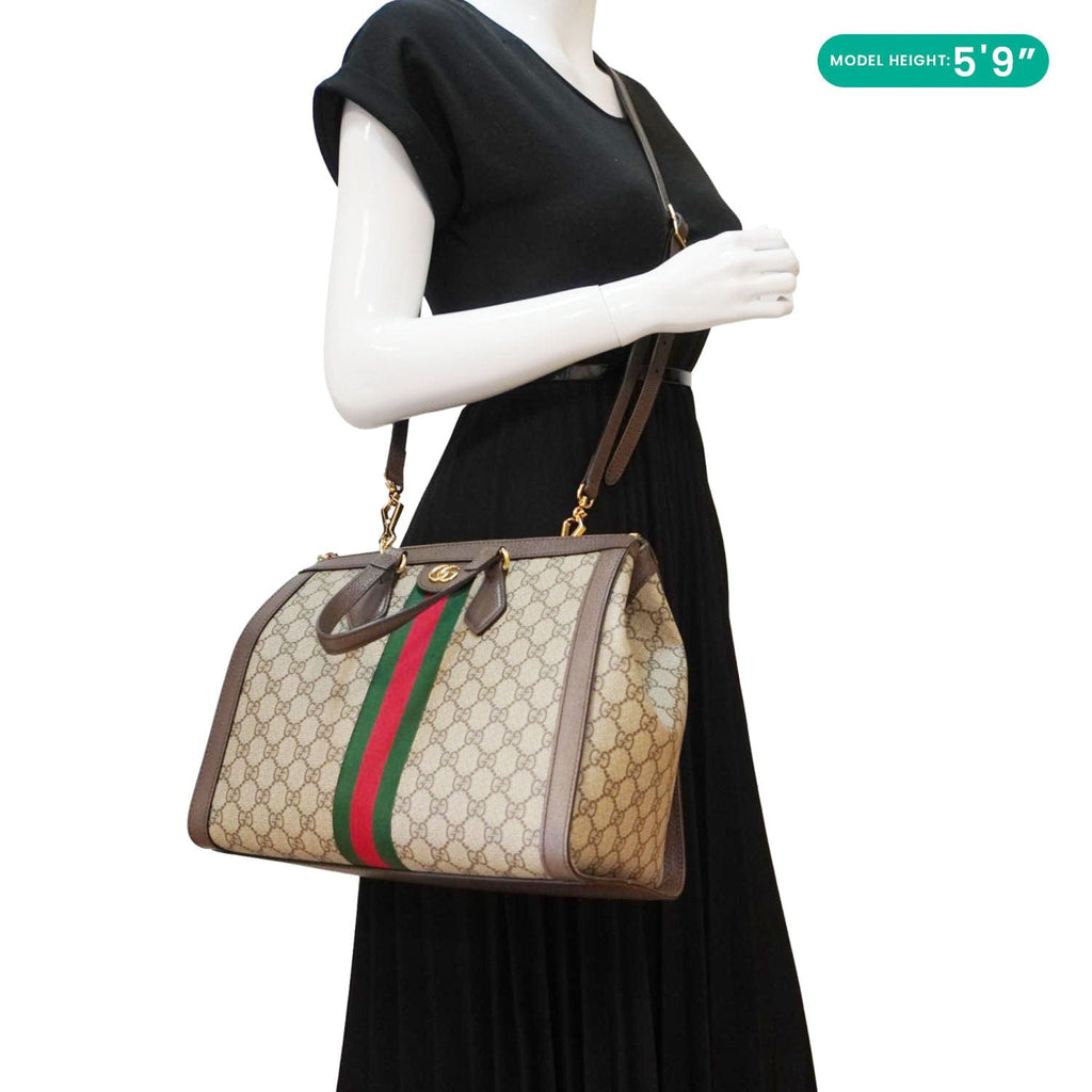 GUCCI Ophidia Medium Gucci Supreme Tote Shoulder Bag Beige 524537