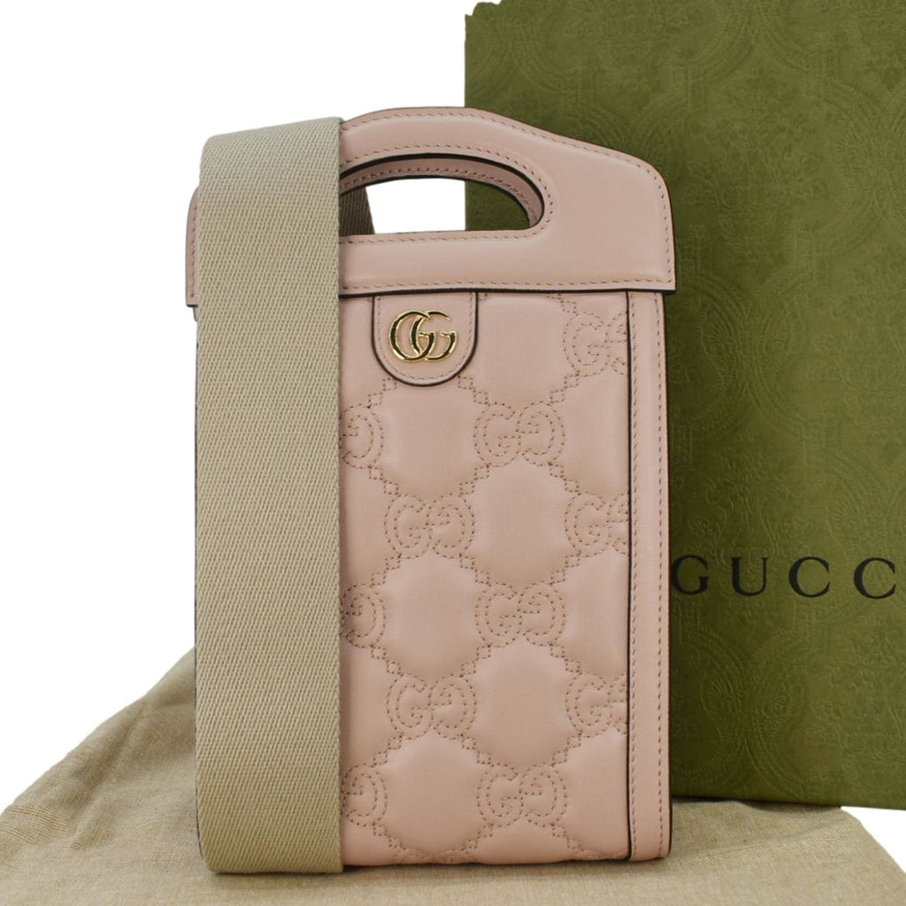 GUCCI Gucci Matelasse Mini Leather Top Handle Crossbody Bag Pink 723776