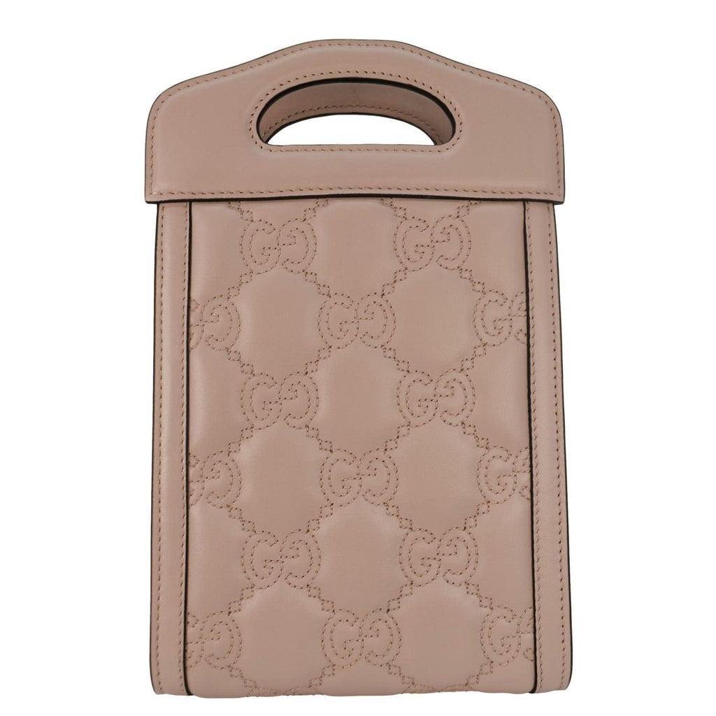 GUCCI Gucci Matelasse Mini Leather Top Handle Crossbody Bag Pink 723776