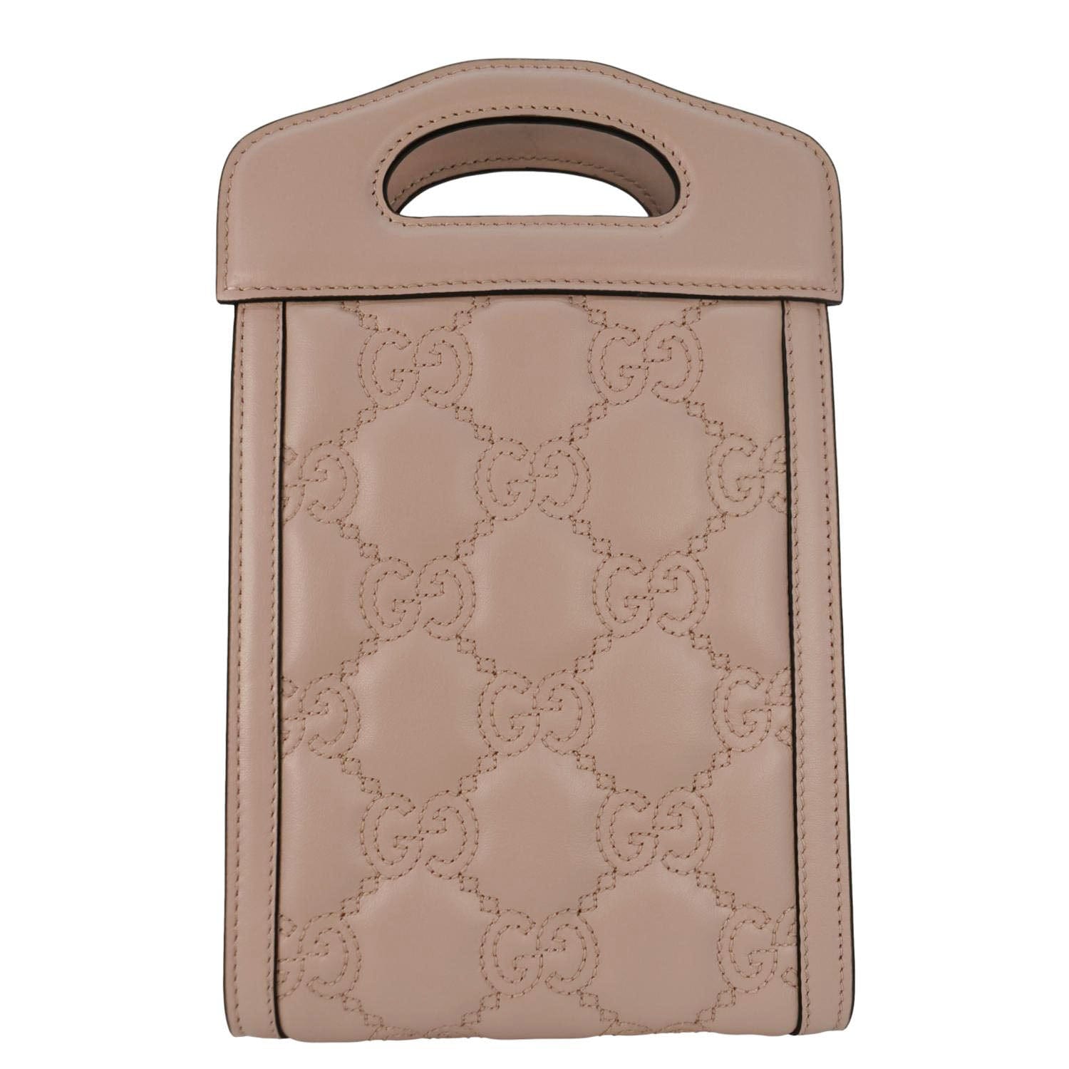 GUCCI Gucci Matelasse Mini Leather Top Handle Crossbody Bag Pink 723776
