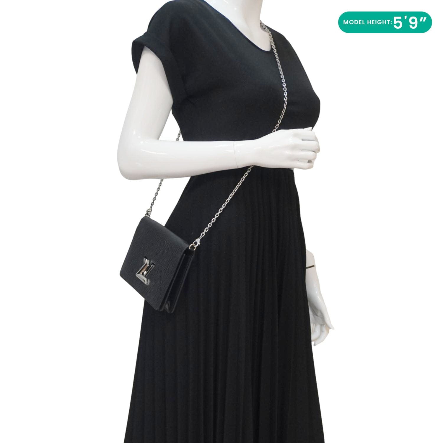 LOUIS VUITTON Twist Epi Leather Chain Wallet Shoulder Bag Black