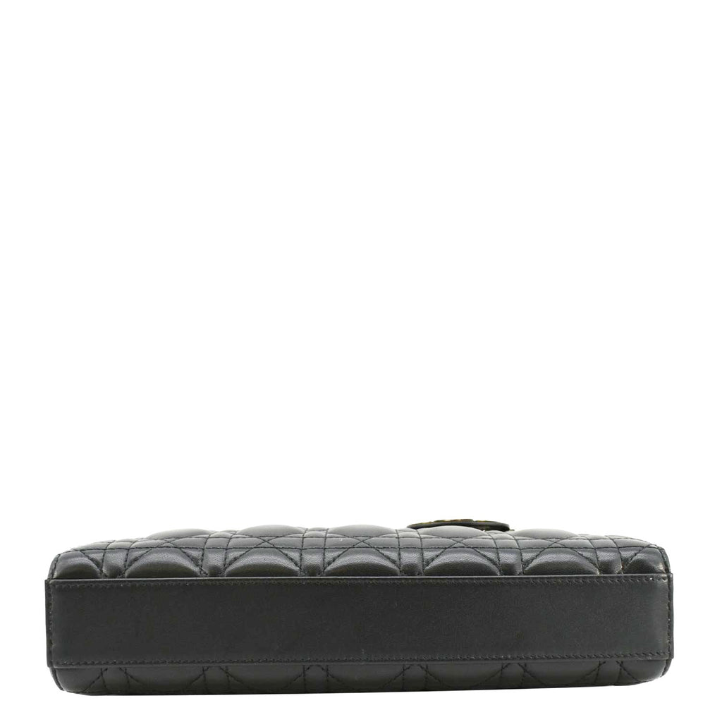 CHRISTIAN DIOR Lady D-Joy Medium Cannage Leather Shoulder Bag Black
