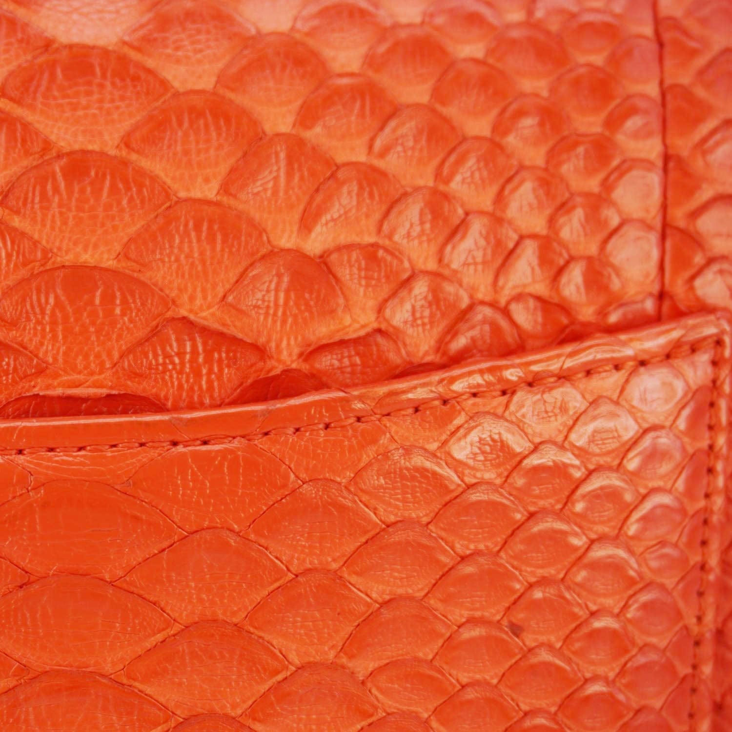 Chanel Coco Flap Python Leather Top Handle Shoulder Bag Red