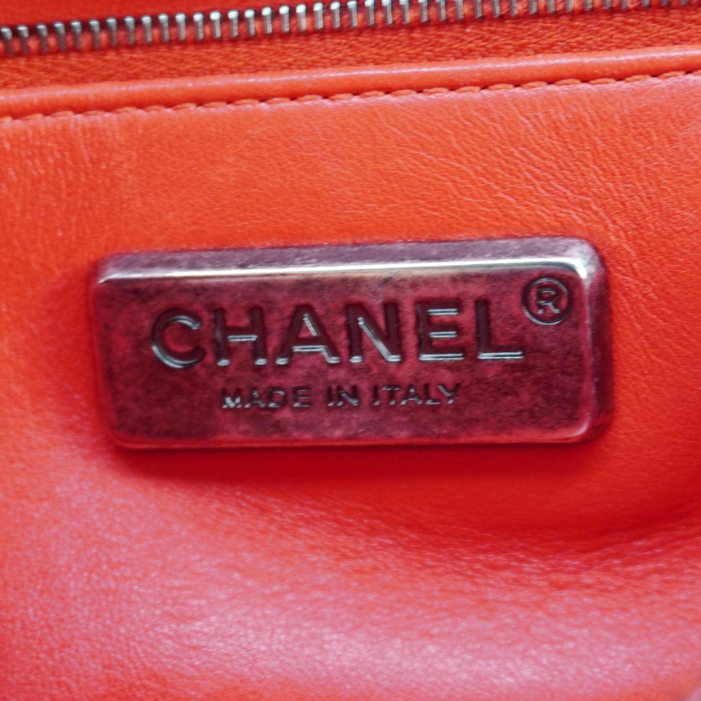 Chanel Coco Flap Python Leather Top Handle Shoulder Bag Red