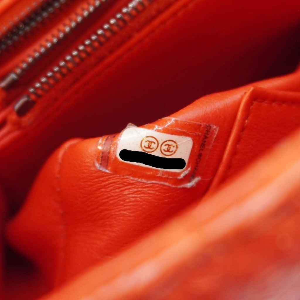 Chanel Coco Flap Python Leather Top Handle Shoulder Bag Red