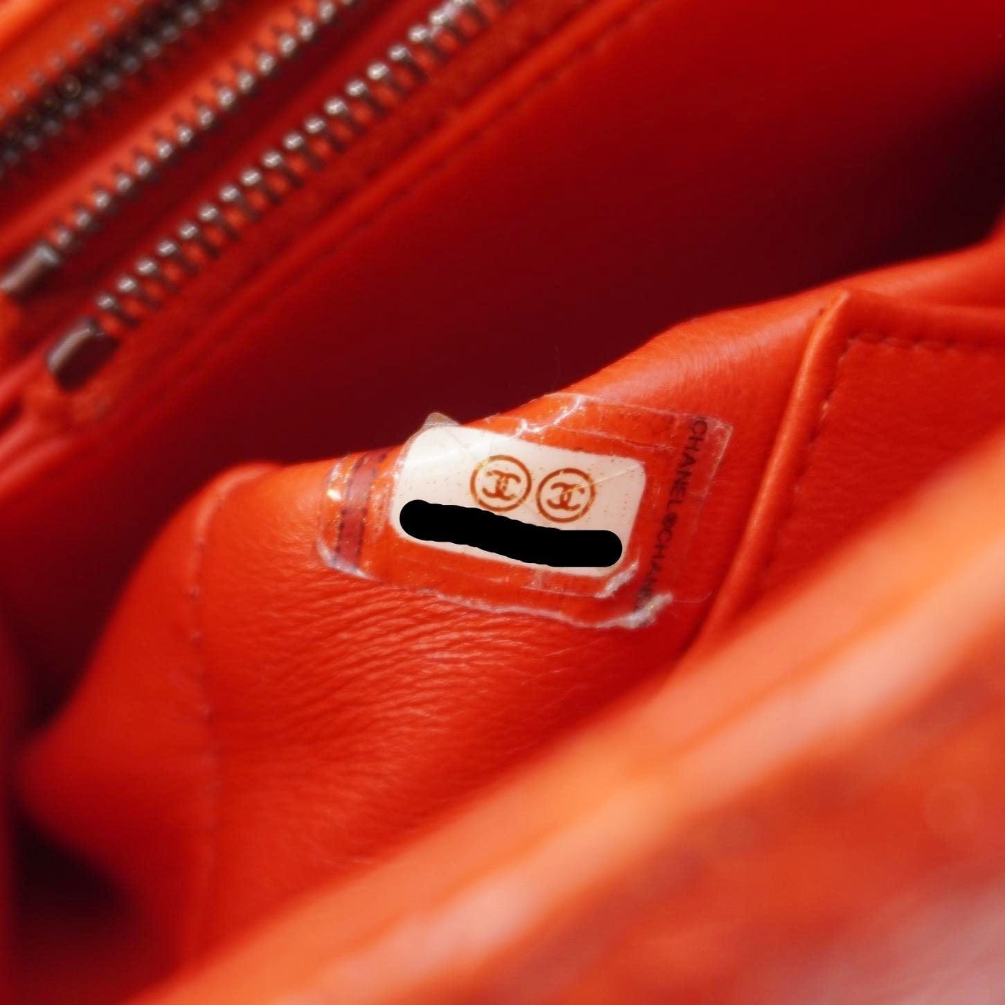 Chanel Coco Flap Python Leather Top Handle Shoulder Bag Red