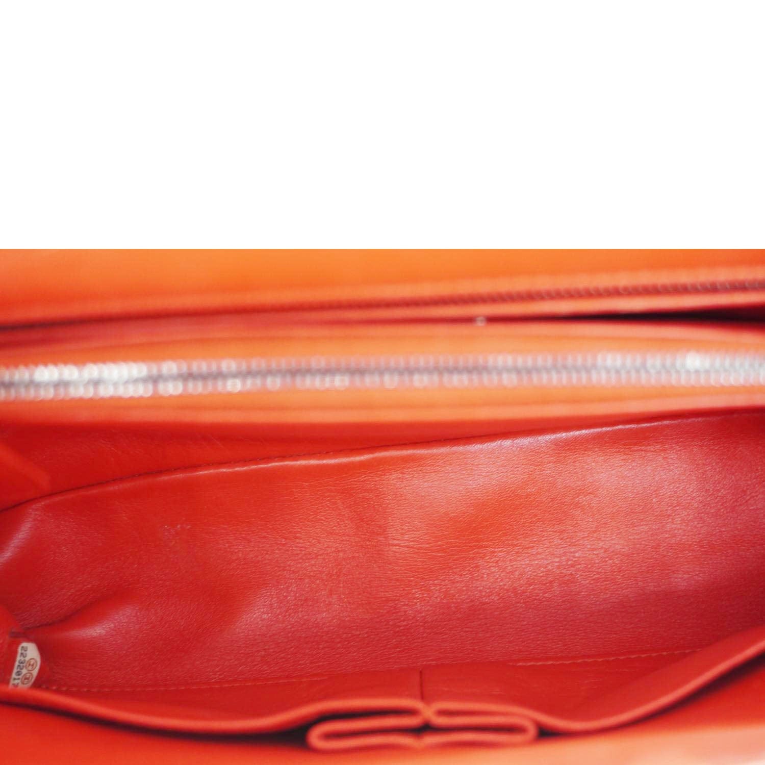 Chanel Coco Flap Python Leather Top Handle Shoulder Bag Red