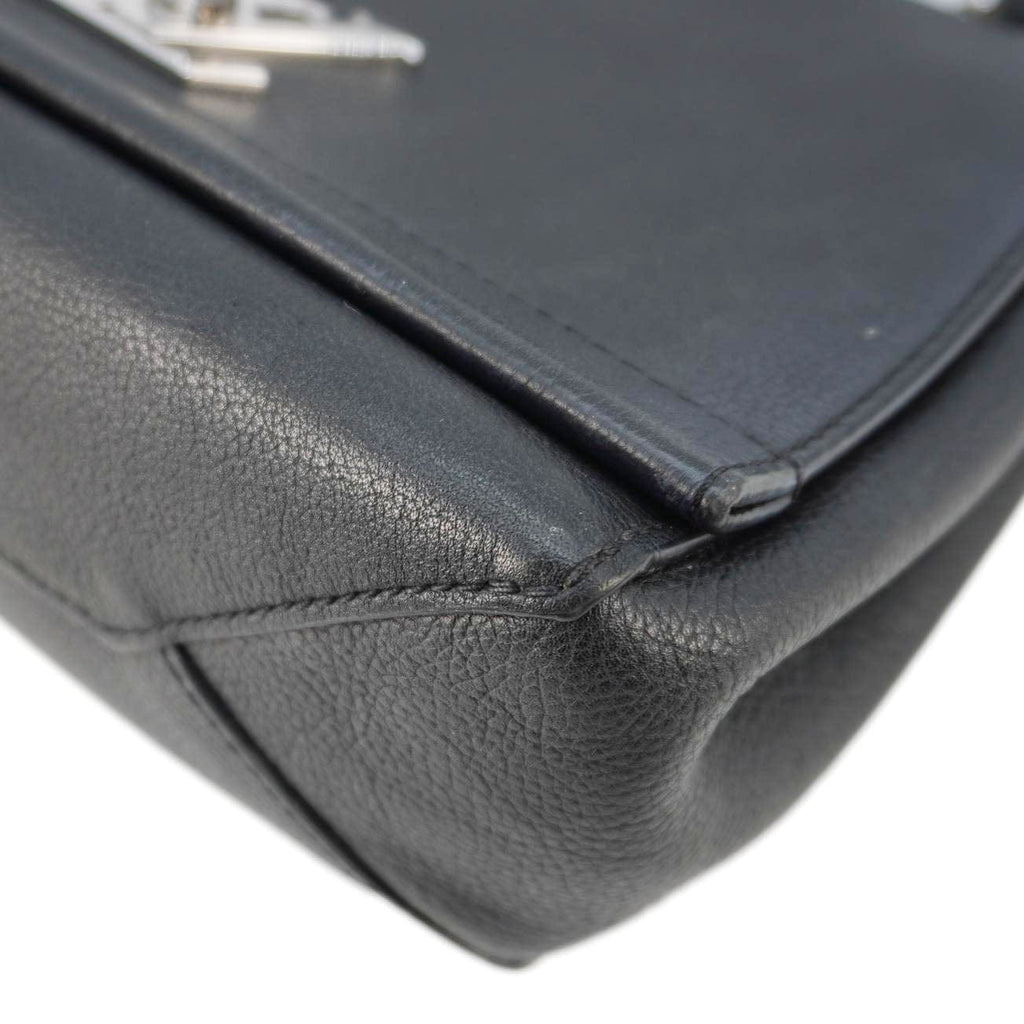 LOUIS VUITTON Lockme II BB Pebbled Leather Shoulder Bag Black