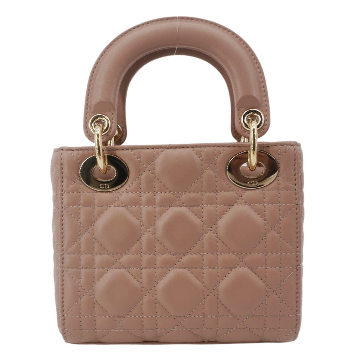 CHRISTIAN DIOR Lady Dior Mini Cannage Leather Crossbody Bag Rose
