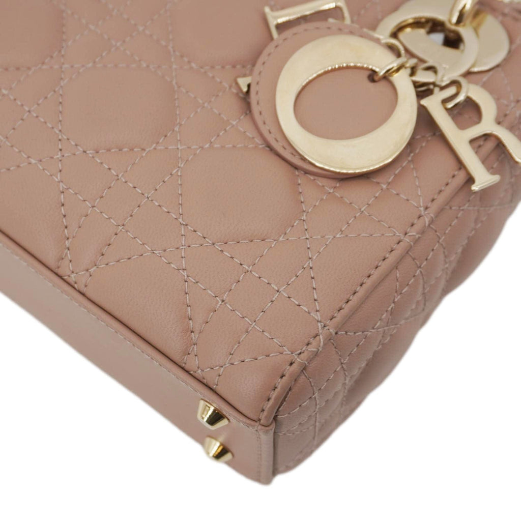 CHRISTIAN DIOR Lady Dior Mini Cannage Leather Crossbody Bag Rose