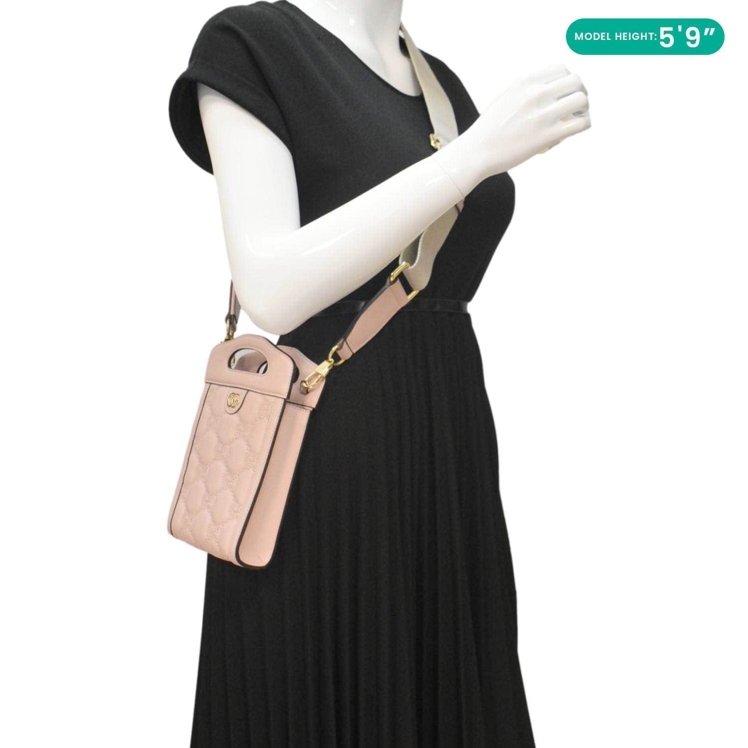 GUCCI Gucci Matelasse Mini Leather Top Handle Crossbody Bag Pink 723776