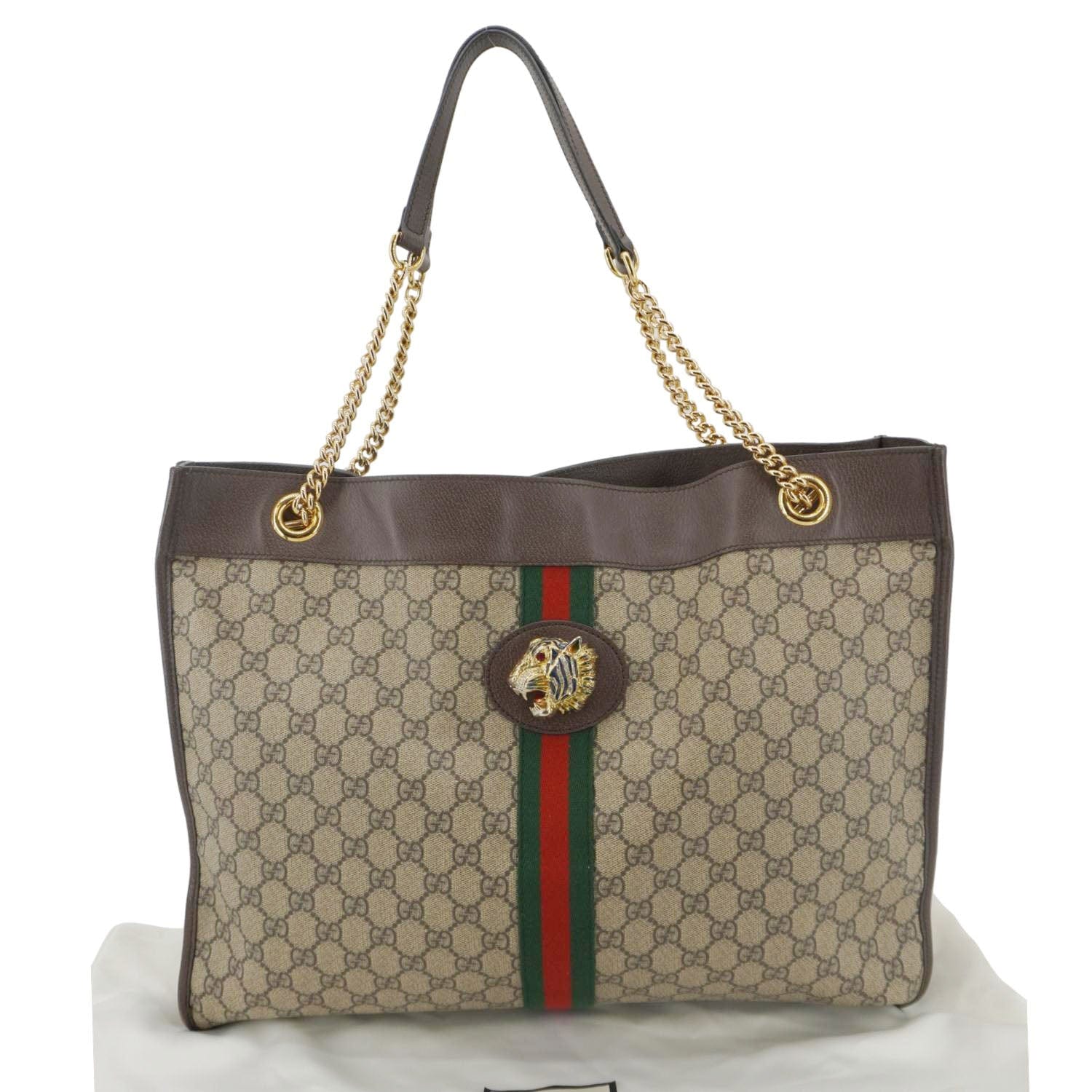 GUCCI Rajah Gucci Supreme Canvas Tote Shoulder Bag Beige 537219