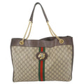 GUCCI Rajah Gucci Supreme Canvas Tote Shoulder Bag Beige 537219