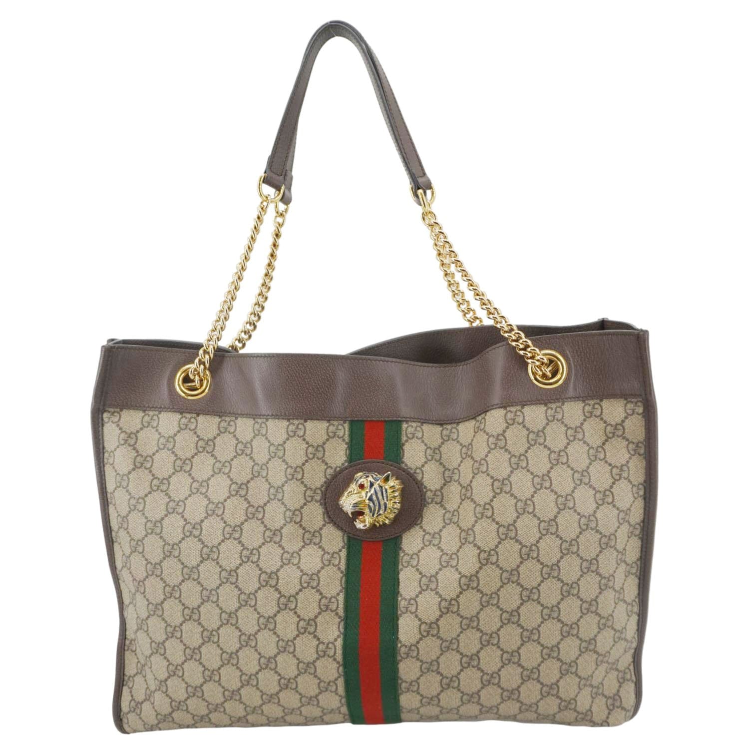 GUCCI Rajah Gucci Supreme Canvas Tote Shoulder Bag Beige 537219