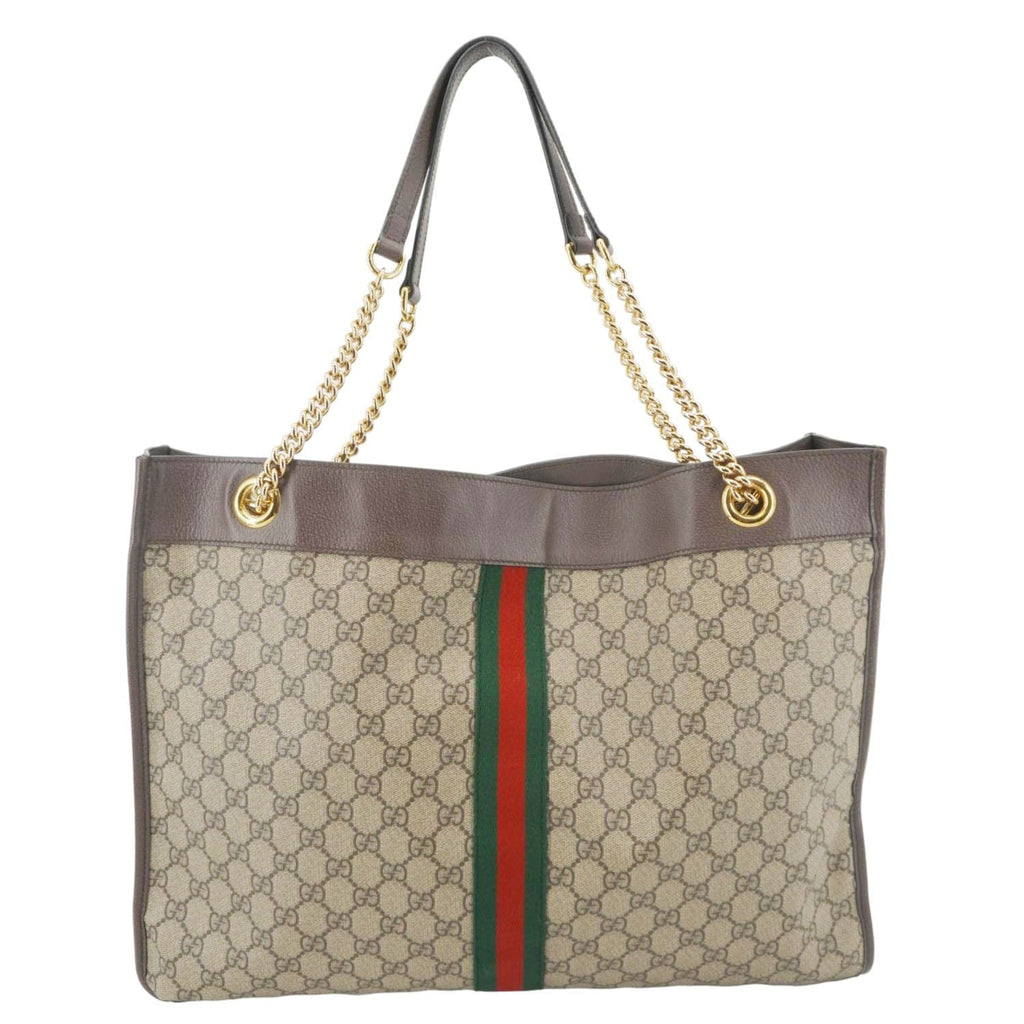 GUCCI Rajah Gucci Supreme Canvas Tote Shoulder Bag Beige 537219